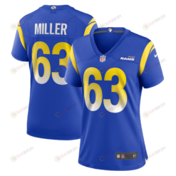 Grant Miller 63 Los Angeles Rams Women's Game Jersey - Royal
