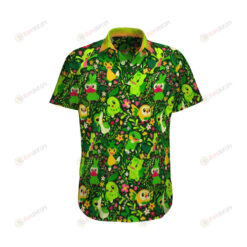 Grass Pokemon Curved Hawaiian Shirt In Green Pattern