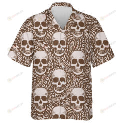 Gray And Brown Human SKull Hawaiian Shirt