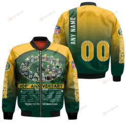 Green Bay Packers 101st Anniversary Thank You For The Memories Signature With Custom Name Number Bomber Jacket
