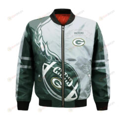 Green Bay Packers Bomber Jacket 3D Printed Flame Ball Pattern
