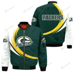 Green Bay Packers Curve Pattern Bomber Jacket - White/ Green