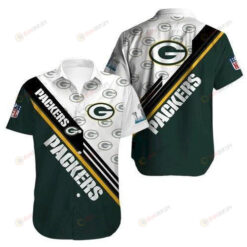 Green Bay Packers Curved Hawaiian Shirt In Dark Green And White
