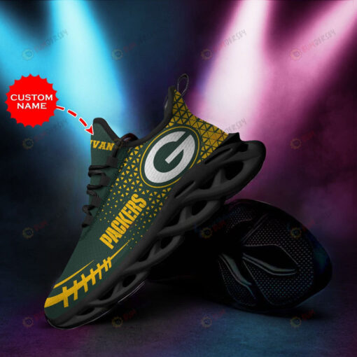 Green Bay Packers Custom Name 3D Max Soul Sneaker Shoes In Green