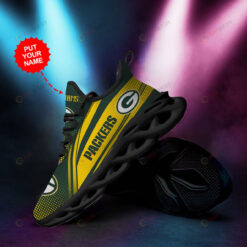 Green Bay Packers Custom Name 3D Max Soul Sneaker Shoes In Yellow Green