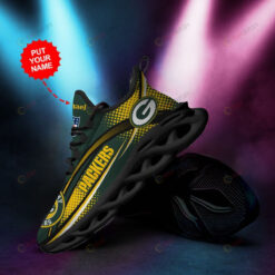 Green Bay Packers Custom Name Green Yellow 3D Max Soul Sneaker Shoes