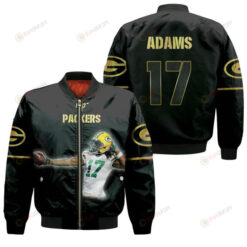 Green Bay Packers Davante Adams Pattern Bomber Jacket - Black