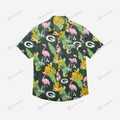 Green Bay Packers Floral Button Up Hawaiian Shirt