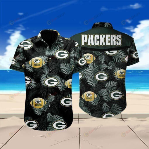 Green Bay Packers Floral Curved Hawaiian Shirt