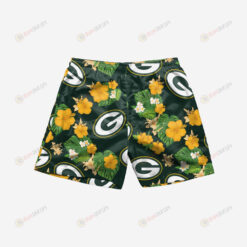 Green Bay Packers Floral Hawaiian Men Shorts Swim Trunks - Print Shorts