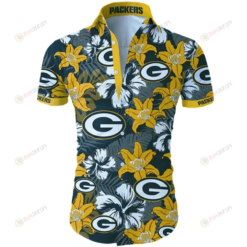 Green Bay Packers Flower & Leaf Pattern Curved Hawaiian Shirt In Yellow