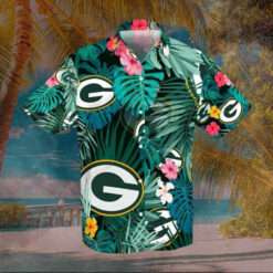 Green Bay Packers Hawaiian Shirt With Leaves Pattern