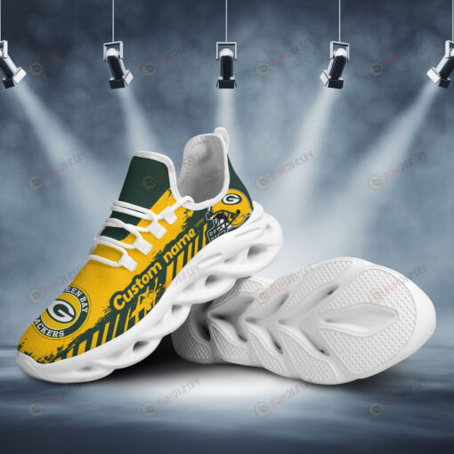 Green Bay Packers Helmet Logo Pattern Custom Name 3D Max Soul Sneaker Shoes