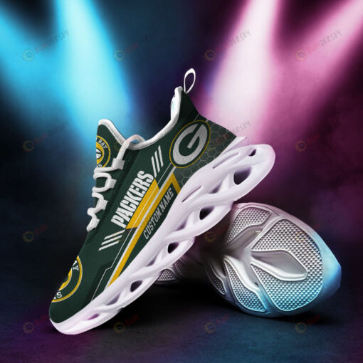 Green Bay Packers Logo Beehive Pattern Custom Name 3D Max Soul Sneaker Shoes