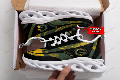 Green Bay Packers Logo Color Stripe Pattern Custom Name 3D Max Soul Sneaker Shoes