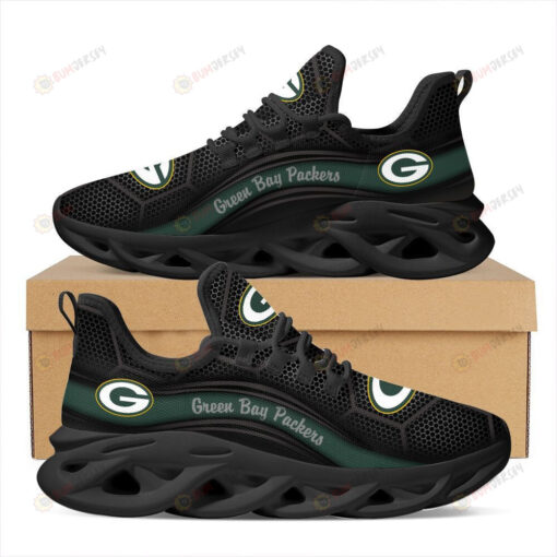 Green Bay Packers Logo Curve Line Pattern 3D Max Soul Sneaker Shoes