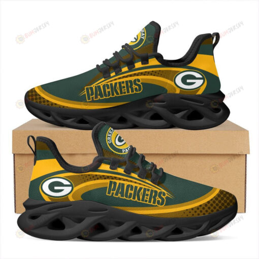 Green Bay Packers Logo Curve Pattern 3D Max Soul Sneaker Shoes