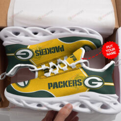 Green Bay Packers Logo Custom Name 3D Max Soul Sneaker Shoes In Green And Yellow