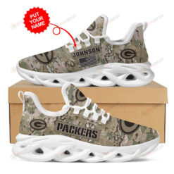 Green Bay Packers Logo Custom Name Camouflage Pattern 3D Max Soul Sneaker Shoes