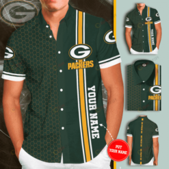 Green Bay Packers Logo Custom Name Curved Hawaiian Shirt