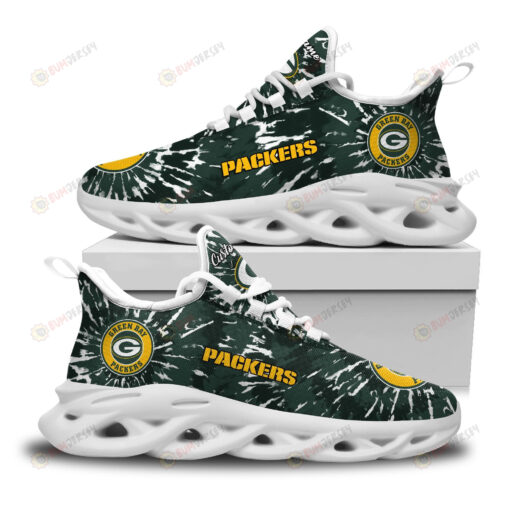 Green Bay Packers Logo Custom Name Tie Dye Pattern 3D Max Soul Sneaker Shoes