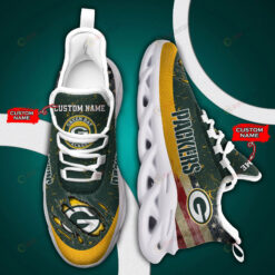 Green Bay Packers Logo Flag Pattern Custom Name 3D Max Soul Sneaker Shoes