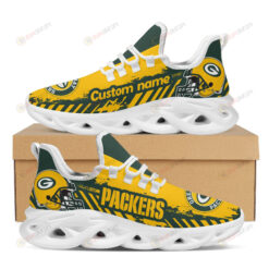 Green Bay Packers Logo Helmet And Stripe Pattern Custom Name 3D Max Soul Sneaker Shoes