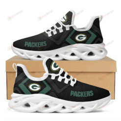 Green Bay Packers Logo Pattern 3D Max Soul Sneaker Shoes In Black