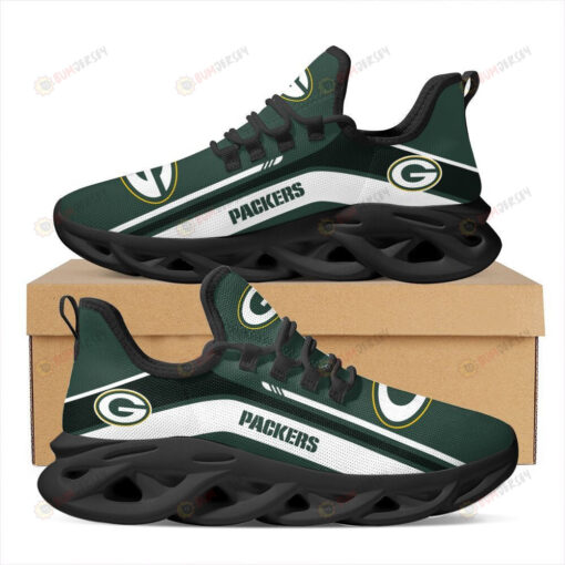 Green Bay Packers Logo Pattern 3D Max Soul Sneaker Shoes In Dark Green White