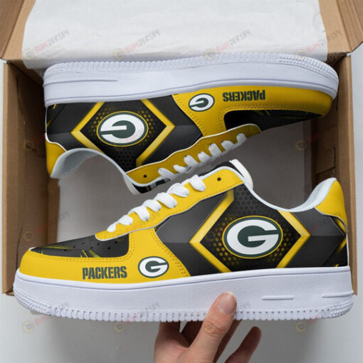 Green Bay Packers Logo Pattern Air Force 1 Printed In Yellow Black