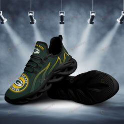 Green Bay Packers Logo Pattern Custom Name 3D Max Soul Sneaker Shoes In Dark Green