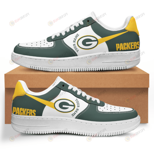 Green Bay Packers Logo Pattern Custom Name Air Force 1 Printed