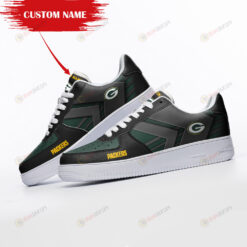 Green Bay Packers Logo Pattern Custom Name Air Force 1 Printed In Black Green