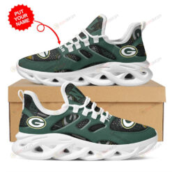 Green Bay Packers Logo Pattern In Green Custom Name 3D Max Soul Sneaker Shoes