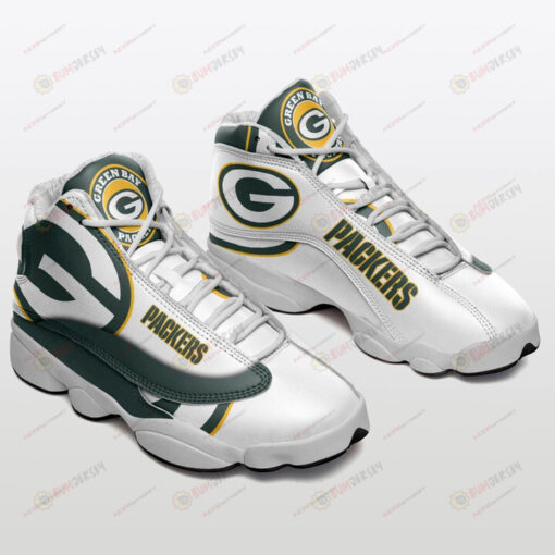 Green Bay Packers Logo Pattern In White Air Jordan 13 Shoes Sneakers