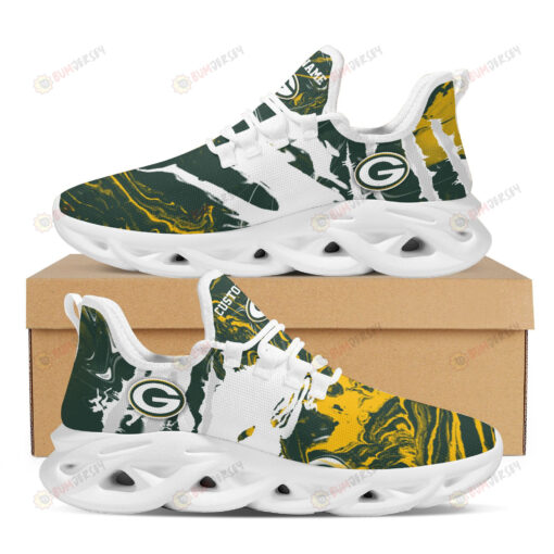 Green Bay Packers Logo Slick Pattern Custom Name 3D Max Soul Sneaker Shoes