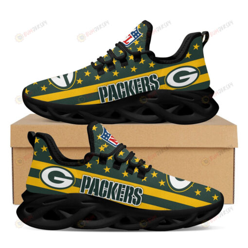 Green Bay Packers Logo Star Pattern 3D Max Soul Sneaker Shoes