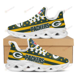 Green Bay Packers Logo Stripe And Stars Pattern 3D Max Soul Sneaker Shoes