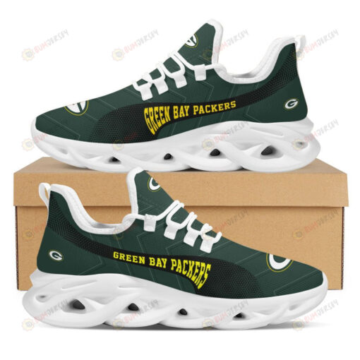 Green Bay Packers Logo Stripe Pattern 3D Max Soul Sneaker Shoes In Green