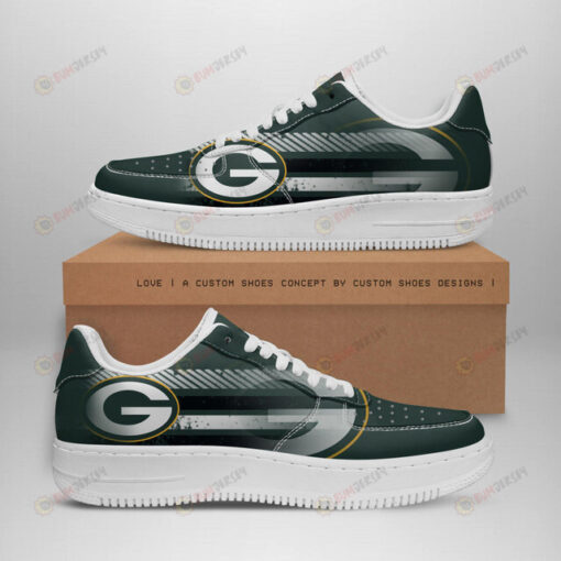 Green Bay Packers Logo Stripe Pattern Air Force 1 Printed In Dark Green