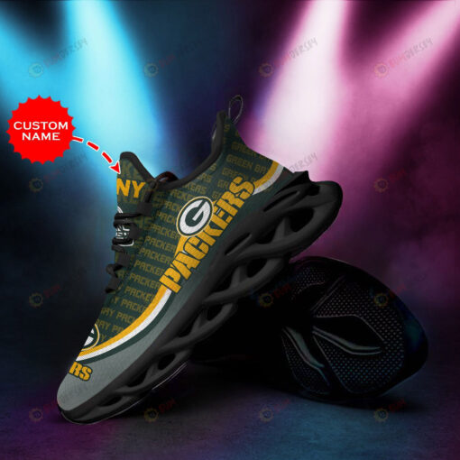 Green Bay Packers Logo Text Pattern Custom Name 3D Max Soul Sneaker Shoes