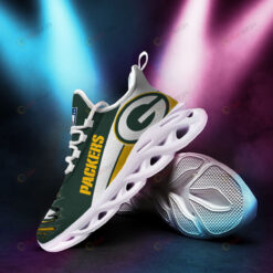 Green Bay Packers Logo Torn Pattern 3D Max Soul Sneaker Shoes In Green