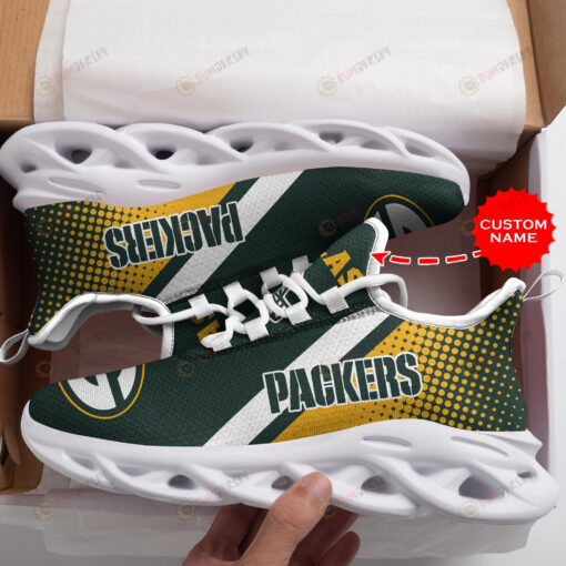 Green Bay Packers Logo With Polka Dots Pattern Custom Name 3D Max Soul Sneaker Shoes