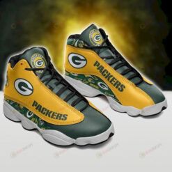 Green Bay Packers Pattern Air Jordan 13 Shoes Sneakers In Green And Yellow