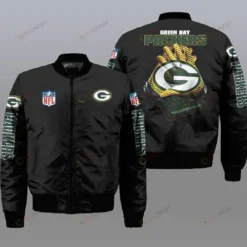 Green Bay Packers Pattern Bomber Jacket - Black