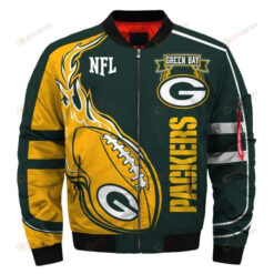 Green Bay Packers Pattern Bomber Jacket - Green And Yellow