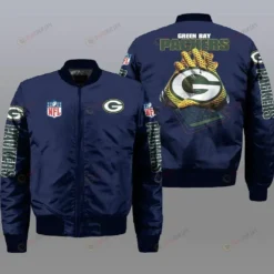 Green Bay Packers Pattern Bomber Jacket - Navy Blue
