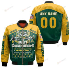 Green Bay Packers The Most Champions With Custom Name Number Bomber Jacket