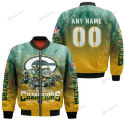 Green Bay Packers With Custom Name Number Bomber Jacket - Yellow And Green
