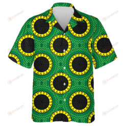 Green Zigzag Line Cover Sunflower Illustration Pattern Hawaiian Shirt